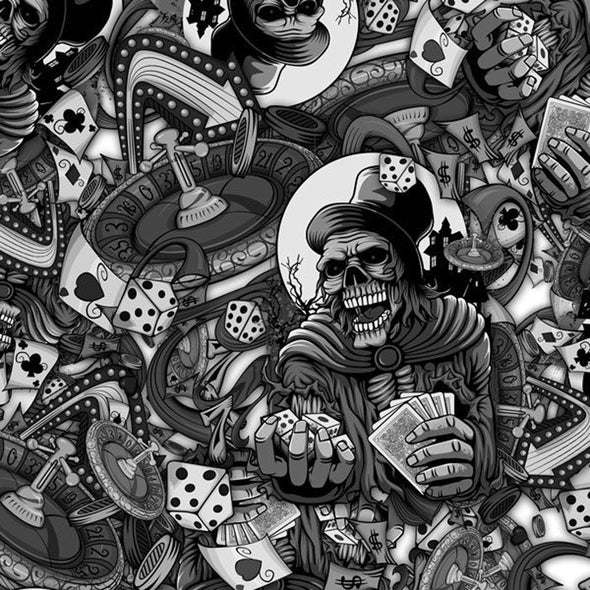 Gambling With Death Skeleton Hydrographic Film
